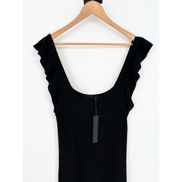 House of Harlow 1960 NWT Black Crochet Ruffle Midi Dress Size M - Picture 5 of 7